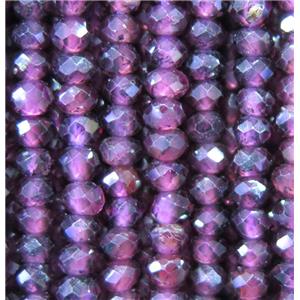 garnet bead, faceted rondelle, approx 2x3mm
