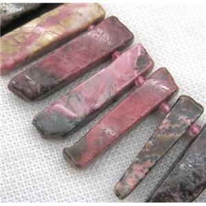 red Rhodonite stick beads, approx 12-40mm