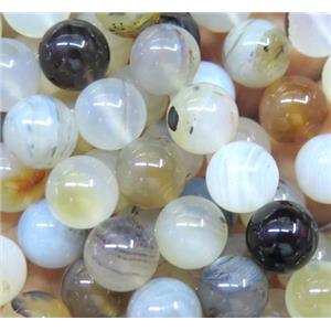 round Heihua Agate Beads, approx 10mm dia