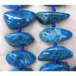 Apatite nugget bead, freeform, blue, approx 12-22mm