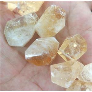 citrine beads, faceted teardrop, yellow, approx 15-30mm