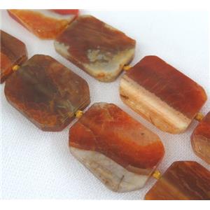 orange agate bead, slice, rectangle, approx 30-42mm
