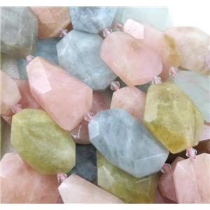 Morganite beryl beads, pink, freeform, approx 15-30mm