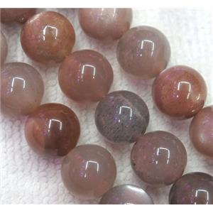 black SunStone beads, round, approx 10mm dia