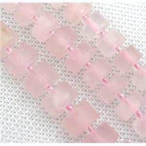 matte Rose Quartz heishi beads, pink, approx 8-10mm