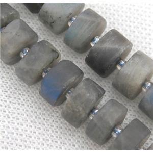 Labradorite heishi beads, matte, approx 8-10mm