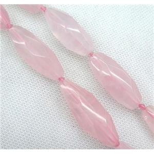 faceted Rose Quartz rice bead, pink, approx 15-40mm