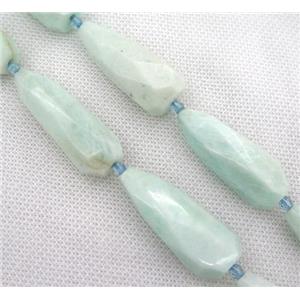 Amazonite bead, faceted teardrop, AB-grade, approx 15-40mm