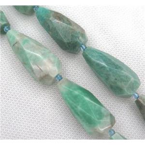 green Amazonite beads, faceted teardrop, approx 15-40mm