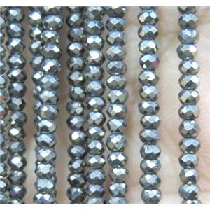 tiny pyrite seed beads, faceted rondelle, A grade, approx 1.5x2mm
