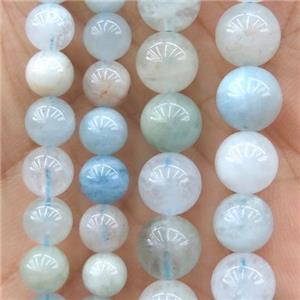 round Aquamarine Beads, AB-grade, approx 10mm dia
