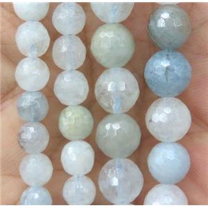 faceted round Aquamarine Beads, AB-grade, approx 6mm dia