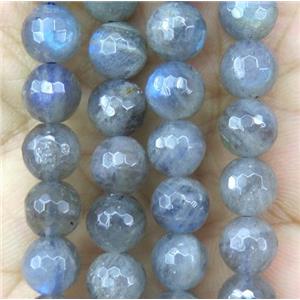 Labradorite bead, faceted round, approx 6mm dia