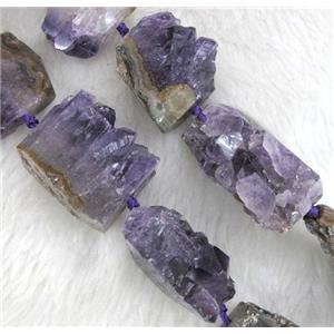 natural druzy cluster amethyst beads, freeform, approx 15-35mm