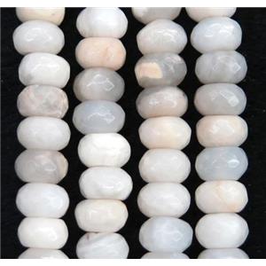 white Crazy Agate beads, faceted rondelle, approx 6x10mm