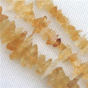 citrine beads, freeform chips, yellow, approx 8-10mm