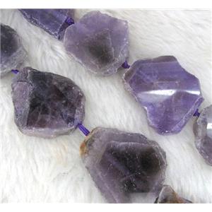 amethyst beads, slice, purple, freeform, approx 20-35mm