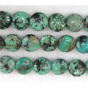African Turquoise Circle Button Beads Green, approx 10mm dia