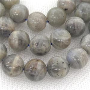 round Labradorite beads, A-grade, lt.gray, approx 4mm dia