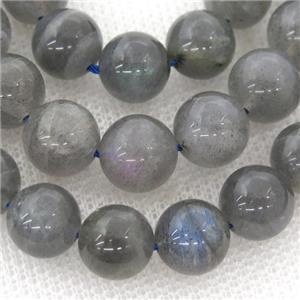 round Labradorite beads, A-grade, deep-gray, approx 6mm dia