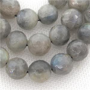 faceted round Labradorite beads, A-grade, lt.gray, approx 8mm dia
