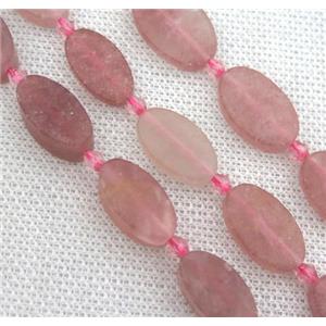 Strawberry Quartz oval beads, matte, pink, approx 8-16mm