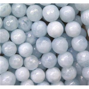 natural Aquamarine Beads, faceted round, blue, approx 8mm dia