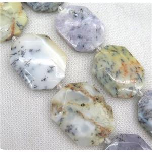 white Moss Opal Jasper slice beads, freeform, approx 20-40mm