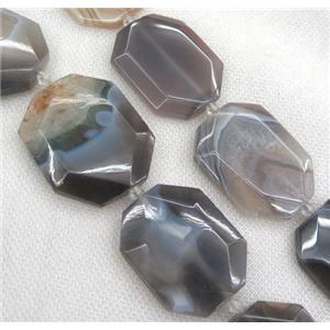 gray Botswana agate slab beads, faceted freeform, b-grade, approx 25-45mm