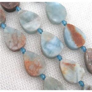 Aquamarine teardrop beads, blue, approx 10-18mm