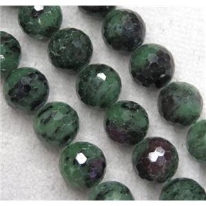 natural Ruby Zoisite beads, faceted round, A-grade, approx 12mm dia