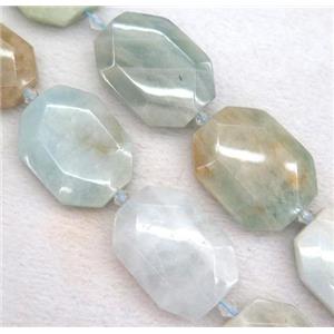 Aquamarine slice beads, faceted freeform, AB-grade, approx 25-40mm