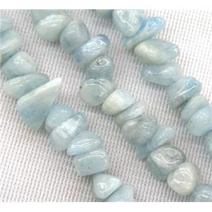 Aquamarine chip beads, blue, freeform, approx 6-10mm, A grade