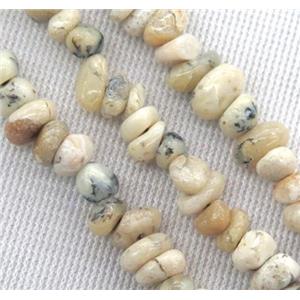 white Peruvian Moss Opal jasper chip beads, freeform, approx 5-8mm