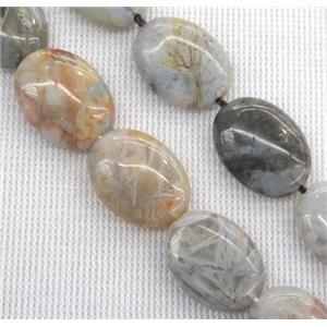 natural gray Bamboo Agate oval beads, approx 8x12mm
