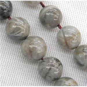 natural gray Bamboo Agate beads, round, approx 6mm dia