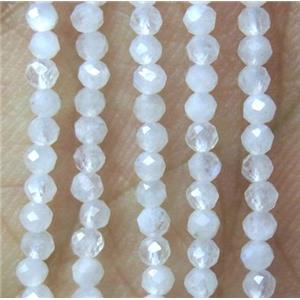 natural MoonStone beads, tiny, white, faceted round, approx 2mm dia