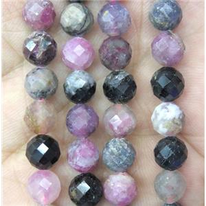 tourmaline beads, mixed, faceted round, approx 8mm dia