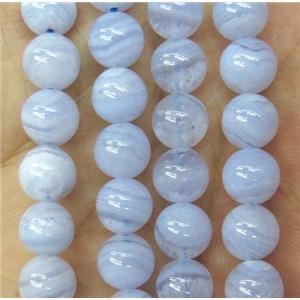 natural Blue Lace Agate Beads, round, approx 6mm dia
