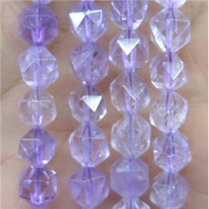 faceted round Amethyst ball beads, lt.purple, approx 10mm dia