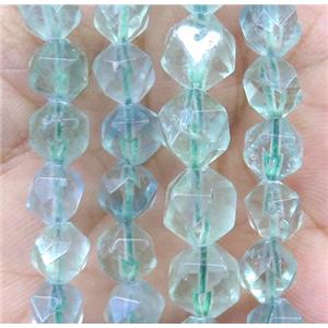 green Fluorite ball beads, faceted round, approx 8mm dia
