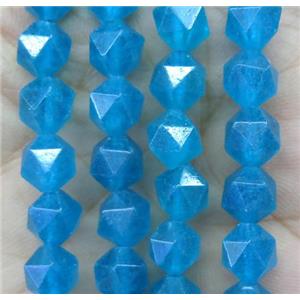 faceted round Amazonite ball beads, blue treated, approx 8mm dia
