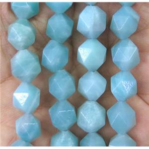 blue Amazonite ball beads, faceted round, AA-grade, approx 10mm dia