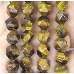 round tiger eye stone beads, starcut, yellow, approx 12mm dia