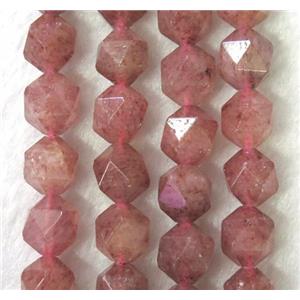 faceted round Strawberry Quartz ball beads, pink, approx 6mm dia