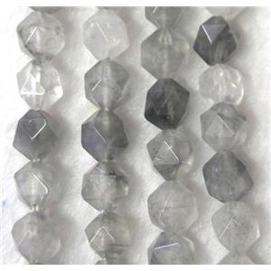 gray Cloudy Quartz Ball Beads, faceted round, approx 6mm dia