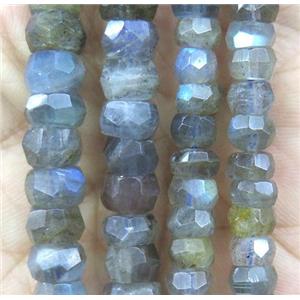 natural Labradorite beads, faceted rondelle, approx 6mm dia