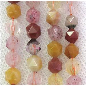 mix gemstone bead ball, faceted round, approx 6mm dia