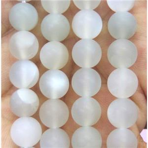 natural white MoonStone beads, round, matte, approx 10mm dia