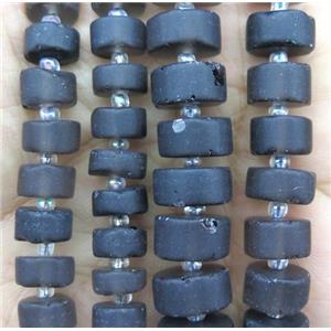 black Obsidian Heishi beads, matte, approx 9-12mm